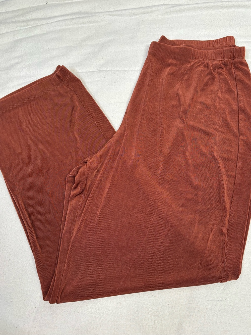 Chico’s Travelers 2 (Large) SHORT Stretchy Terracotta Color Slinky Wide Leg Pant - Picture 6 of 12